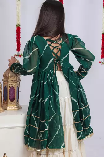 Navaratri special gota patti work lehenga with gamthi patch & gota patti work top for kids