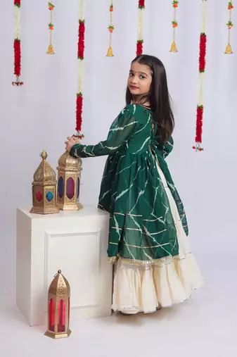 Navaratri special gota patti work lehenga with gamthi patch & gota patti work top for kids