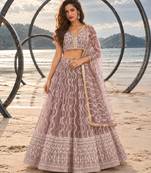 ONION PINK  WORK THREAD WITH ZARI AND SEQUINCE WORK FESTIVE LEHENGA CHOLI SET FOR WOMEN'S