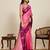 Pink zari work silk blend saree with blouse