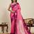 Pink zari work silk blend saree with blouse