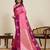 Pink zari work silk blend saree with blouse