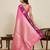 Pink zari work silk blend saree with blouse