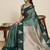 Green zari work silk blend saree with blouse