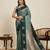 Green zari work silk blend saree with blouse