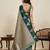 Green zari work silk blend saree with blouse