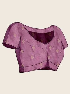 Wine zari work silk blend saree with blouse 6
