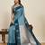 Blue zari work silk blend saree with blouse