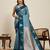 Blue zari work silk blend saree with blouse