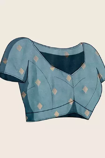 Blue zari work silk blend saree with blouse