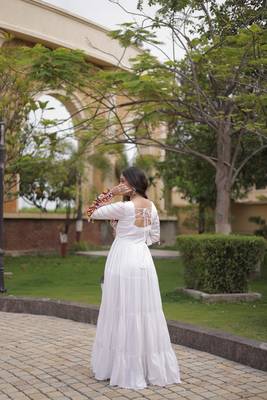 Designer reyon gown with mukaish & gamthi embroidery, mirror & gota patti lace | free size 38-44 2