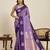 Purple zari work silk blend saree with blouse