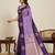 Purple zari work silk blend saree with blouse