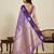 Purple zari work silk blend saree with blouse