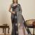 Black zari work silk blend saree with blouse