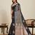 Black zari work silk blend saree with blouse