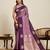 Lavender zari work silk blend saree with blouse