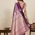 Lavender zari work silk blend saree with blouse