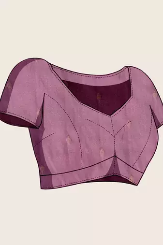 Lavender zari work silk blend saree with blouse