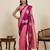 Rani pink zari work silk blend saree with blouse