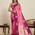 Rani pink zari work silk blend saree with blouse