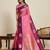 Rani pink zari work silk blend saree with blouse