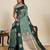 Drak green zari work silk blend saree with blouse