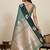 Drak green zari work silk blend saree with blouse