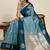 Rama zari work silk blend saree with blouse