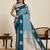 Rama zari work silk blend saree with blouse