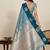 Rama zari work silk blend saree with blouse