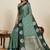 Drak green zari work silk blend saree with blouse