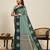 Drak green zari work silk blend saree with blouse