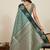 Drak green zari work silk blend saree with blouse