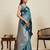 Blue zari work silk blend saree with blouse