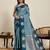 Blue zari work silk blend saree with blouse