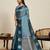 Blue zari work silk blend saree with blouse