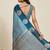 Blue zari work silk blend saree with blouse