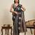Black zari work silk blend saree with blouse