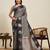 Black zari work silk blend saree with blouse