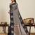 Black zari work silk blend saree with blouse