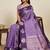 Purple zari work silk blend saree with blouse