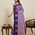 Purple zari work silk blend saree with blouse