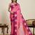 Rani pink zari work silk blend saree with blouse