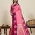 Rani pink zari work silk blend saree with blouse