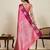 Rani pink zari work silk blend saree with blouse