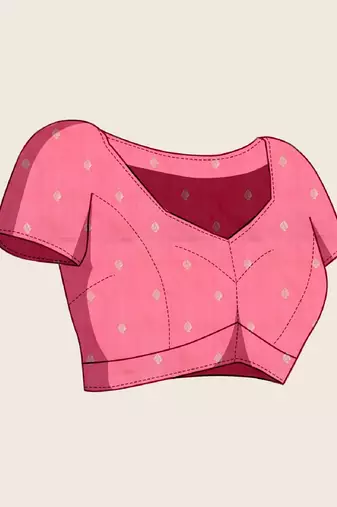 Rani pink zari work silk blend saree with blouse