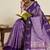 Purple zari work silk blend saree with blouse