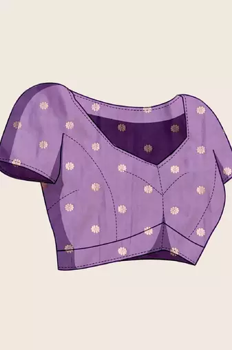Purple zari work silk blend saree with blouse