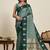 Dark green zari work silk blend saree with blouse